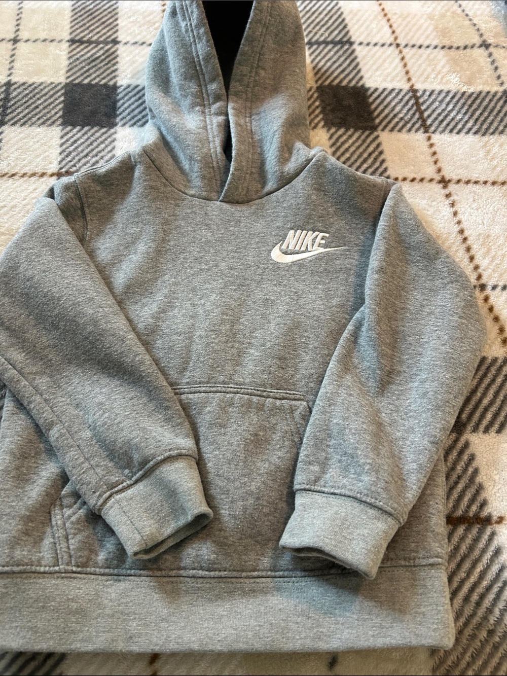 Nike Grey Kids Hooded Sweatshirt with White Logo